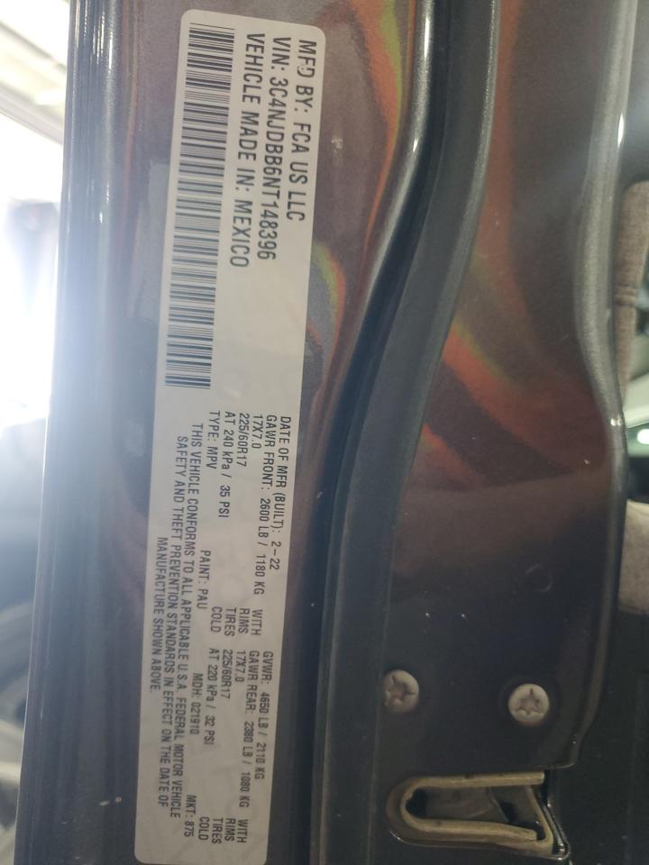 2022 Jeep Compass Latitude VIN: 3C4NJDBB6NT148396 Lot: 64773235