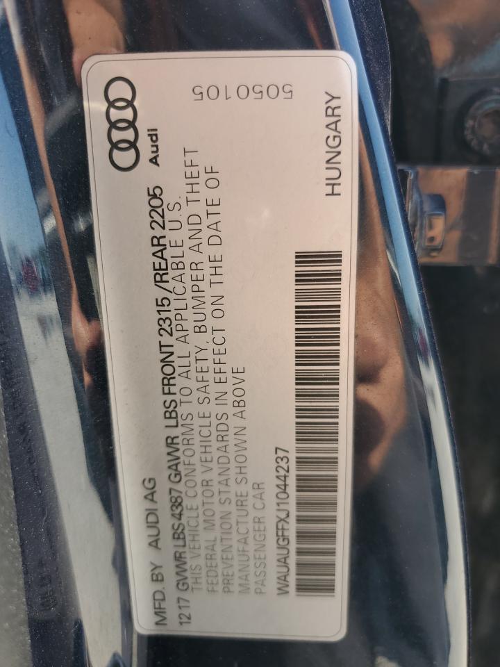 2018 Audi A3 Premium VIN: WAUAUGFFXJ1044237 Lot: 64771495