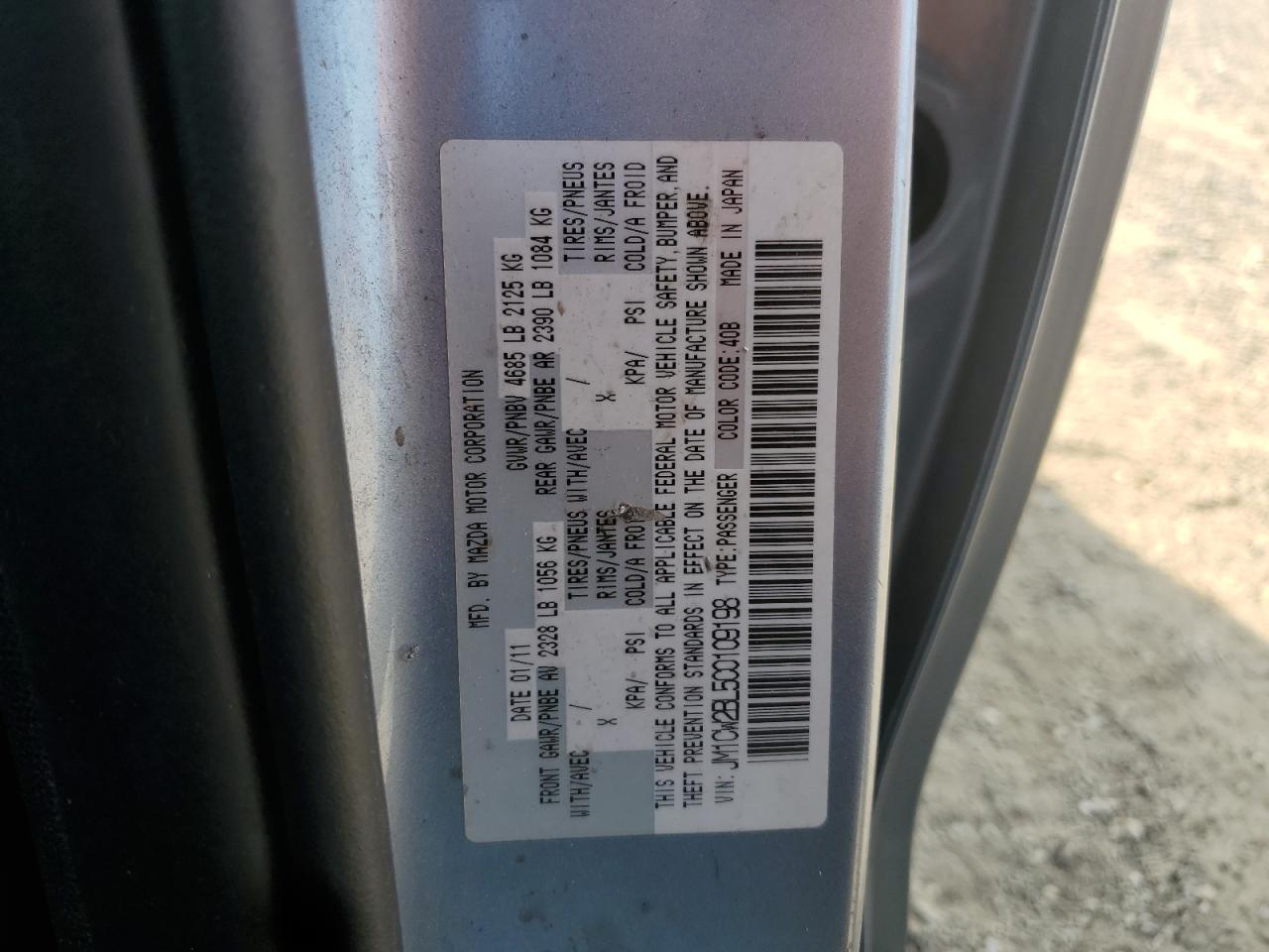 2012 Mazda 5 VIN: JM1CW2BL5C0109198 Lot: 64598435