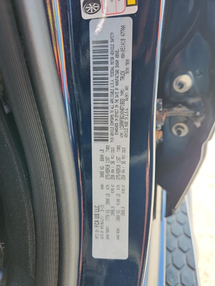 2019 Ram 1500 Big Horn/Lone Star VIN: 1C6RRFBG1KN871822 Lot: 66374625