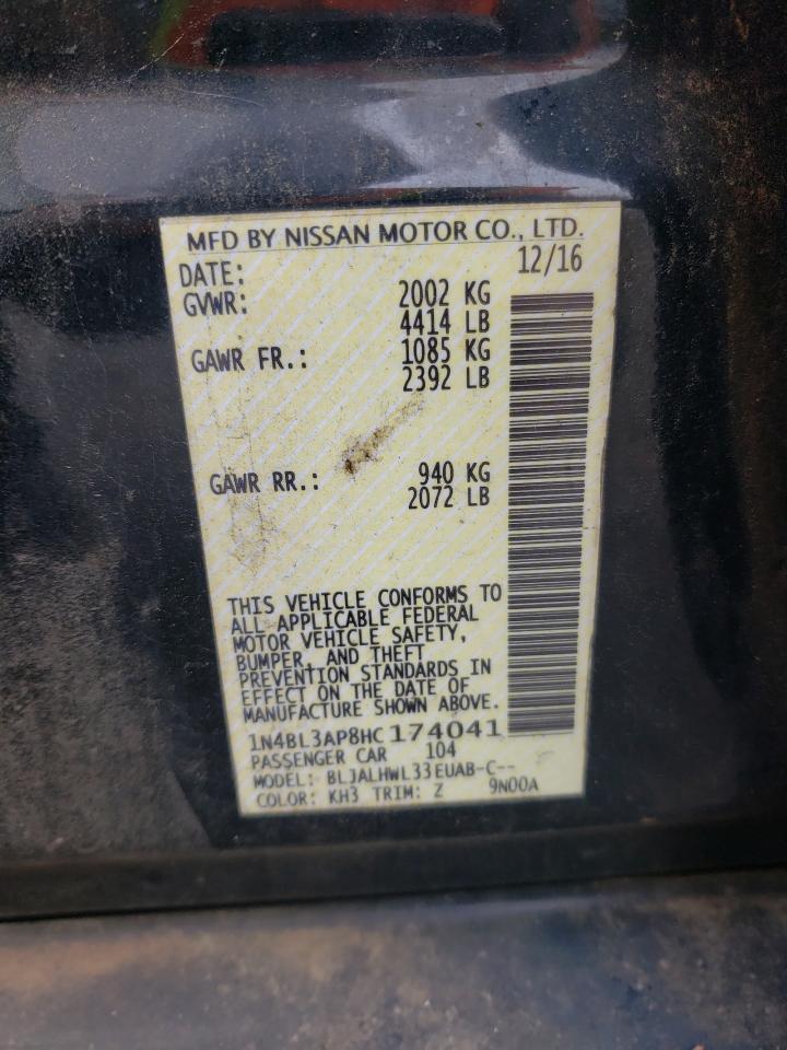 2017 Nissan Altima 3.5Sl VIN: 1N4BL3AP8HC174041 Lot: 64441205
