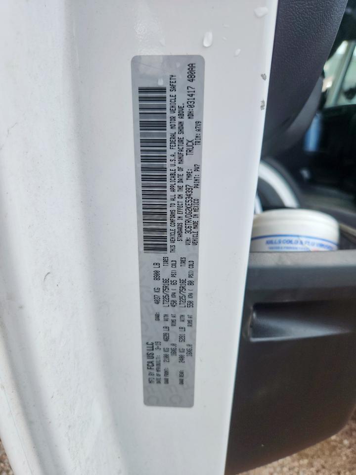 2019 Ram Promaster 2500 2500 High VIN: 3C6TRVDG2KE534397 Lot: 63781105