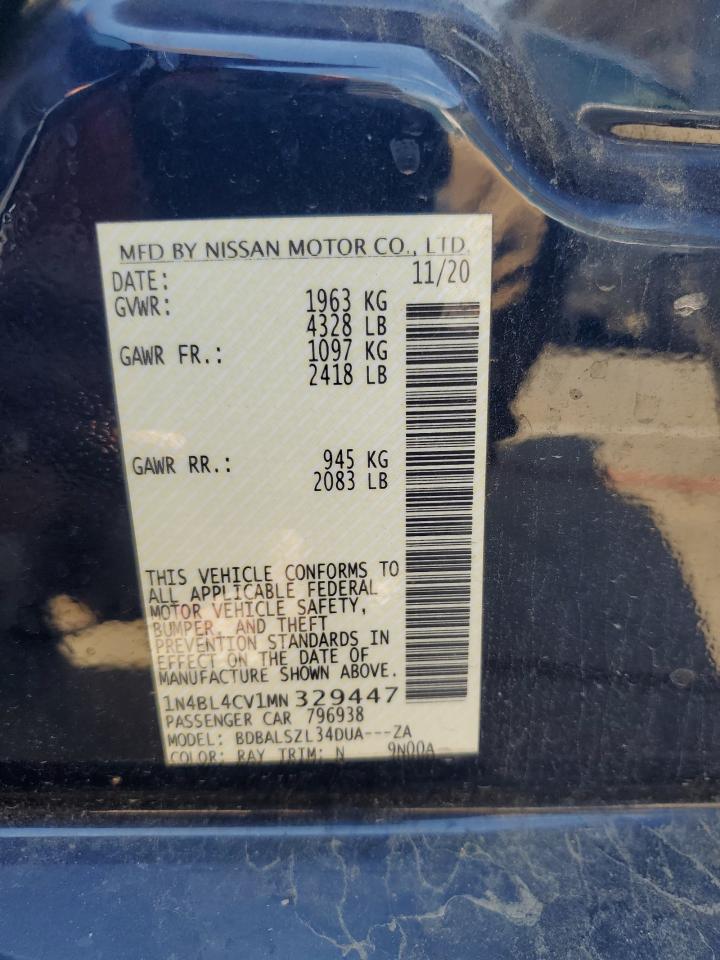 2021 Nissan Altima Sr VIN: 1N4BL4CV1MN329447 Lot: 63976335