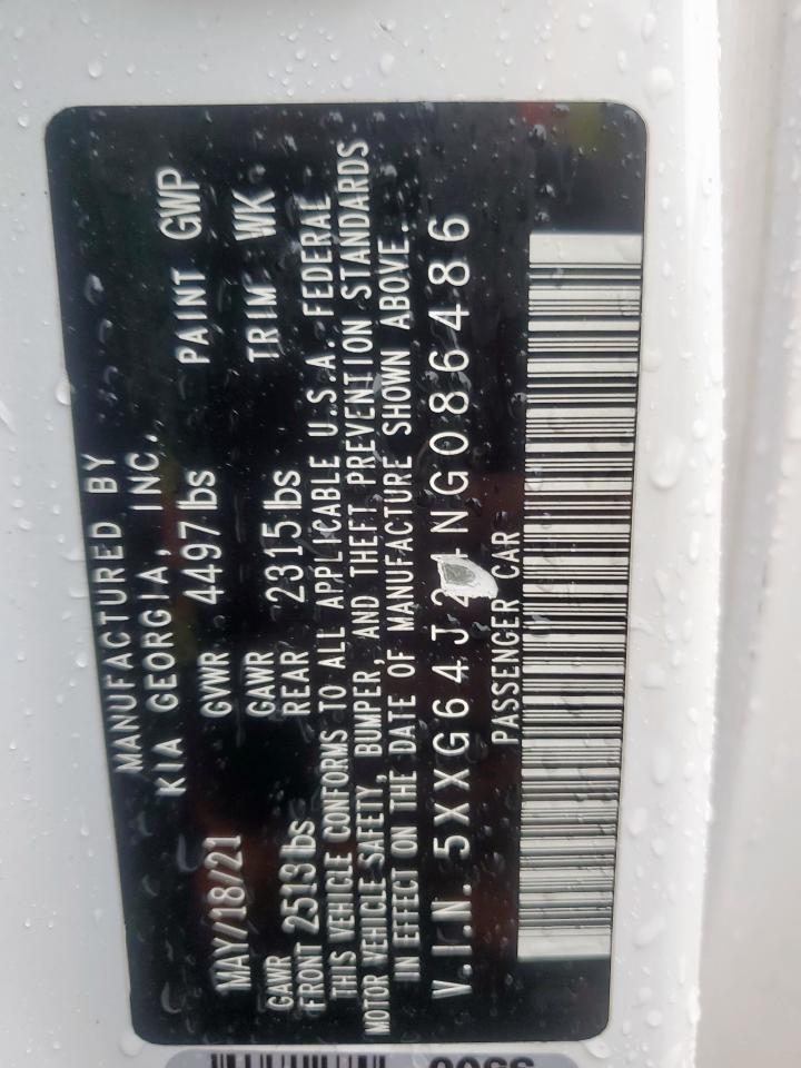 2022 Kia K5 Gt Line VIN: 5XXG64J24NG086486 Lot: 63536215
