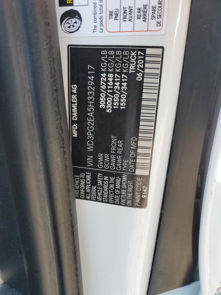2017 Mercedes-Benz Metris VIN: WD3PG2EA5H3329417 Lot: 63420645