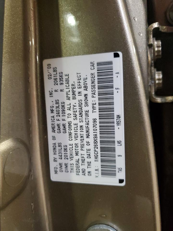 2009 Honda Accord Exl VIN: 1HGCP268X9A107096 Lot: 62743635