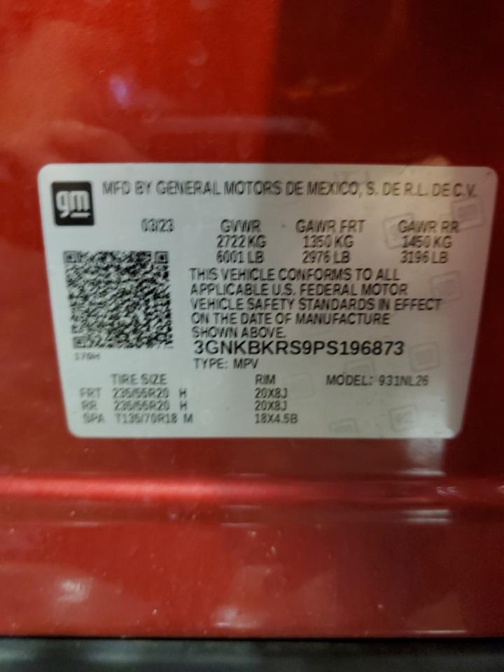 2023 Chevrolet Blazer Rs VIN: 3GNKBKRS9PS196873 Lot: 63096515