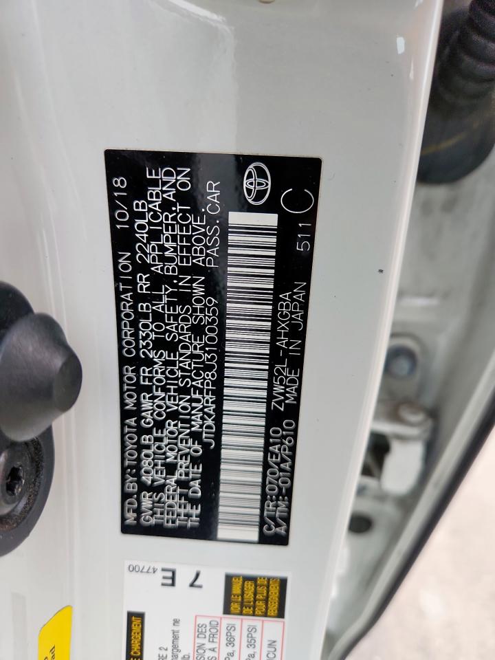 2018 Toyota Prius Prime VIN: JTDKARFP8J3100359 Lot: 63397625