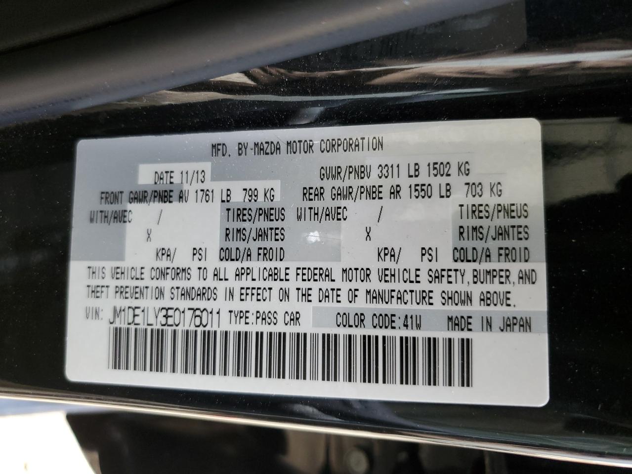 2014 Mazda Mazda2 Touring VIN: JM1DE1LY3E0176011 Lot: 64633505