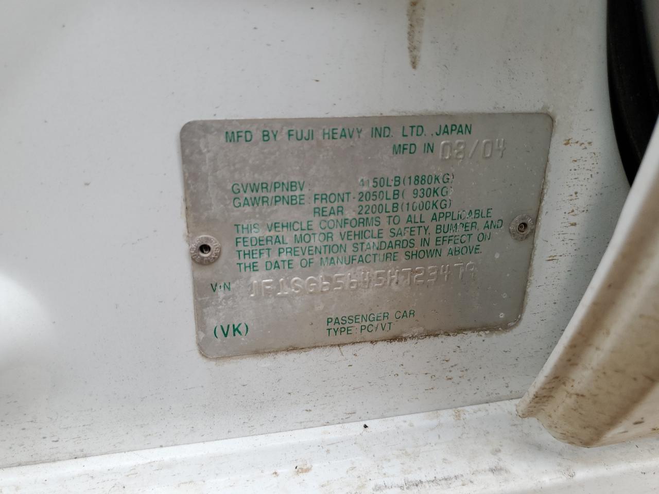 2005 Subaru Forester 2.5Xs VIN: JF1SG65645H723479 Lot: 66644905