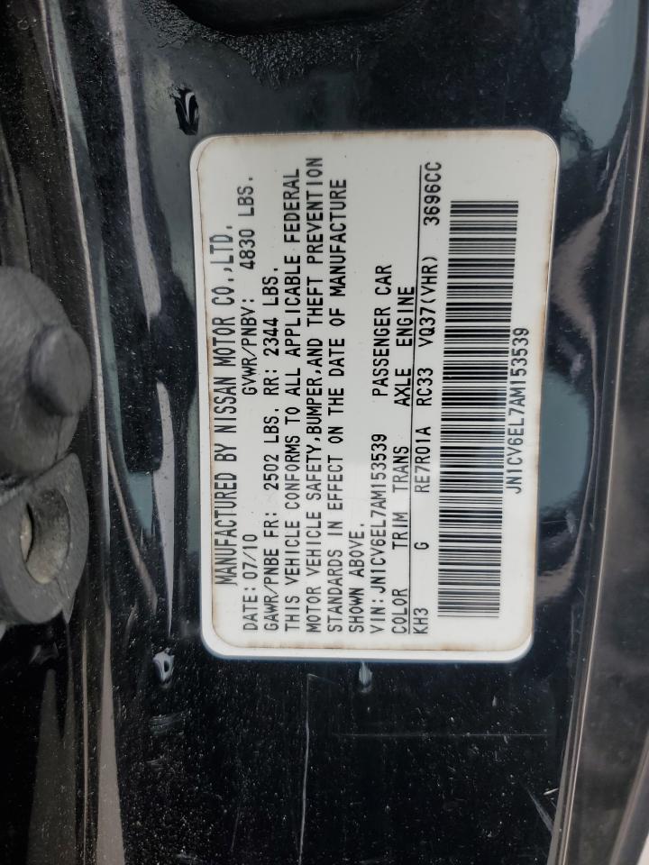 2010 Infiniti G37 VIN: JN1CV6EL7AM153539 Lot: 64186755