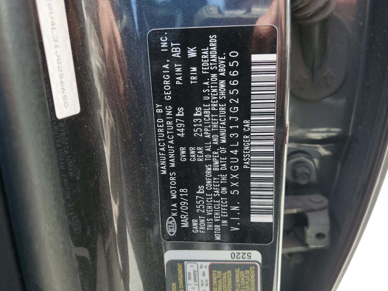 2018 Kia Optima Ex VIN: 5XXGU4L31JG256650 Lot: 64790655