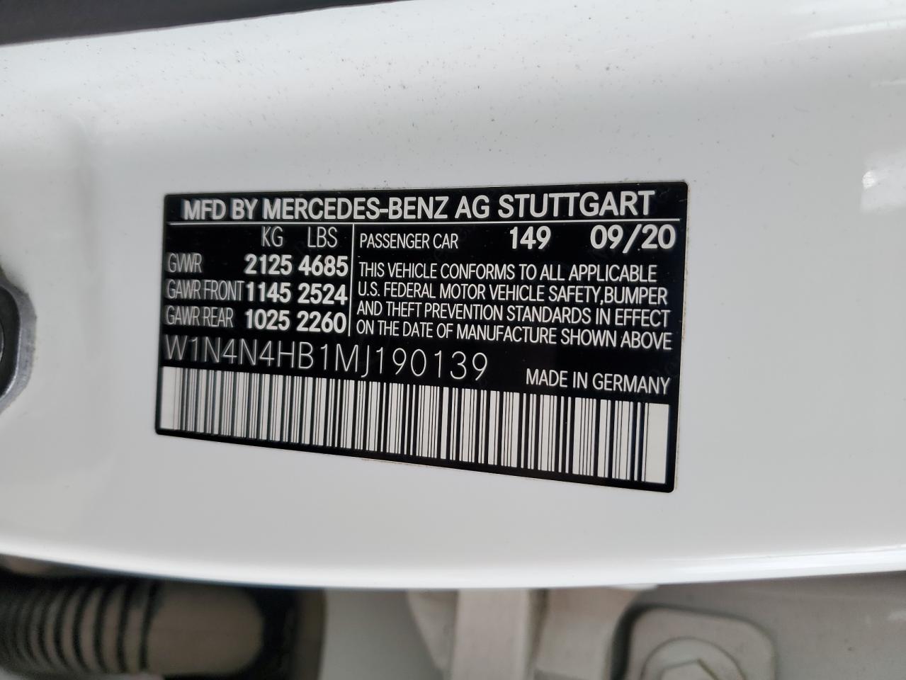 2021 Mercedes-Benz Gla 250 4Matic VIN: W1N4N4HB1MJ190139 Lot: 63632585