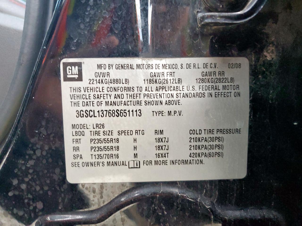 3gscl13768s651113 3GSCL13768S651113 2008 Saturn Vue Redline