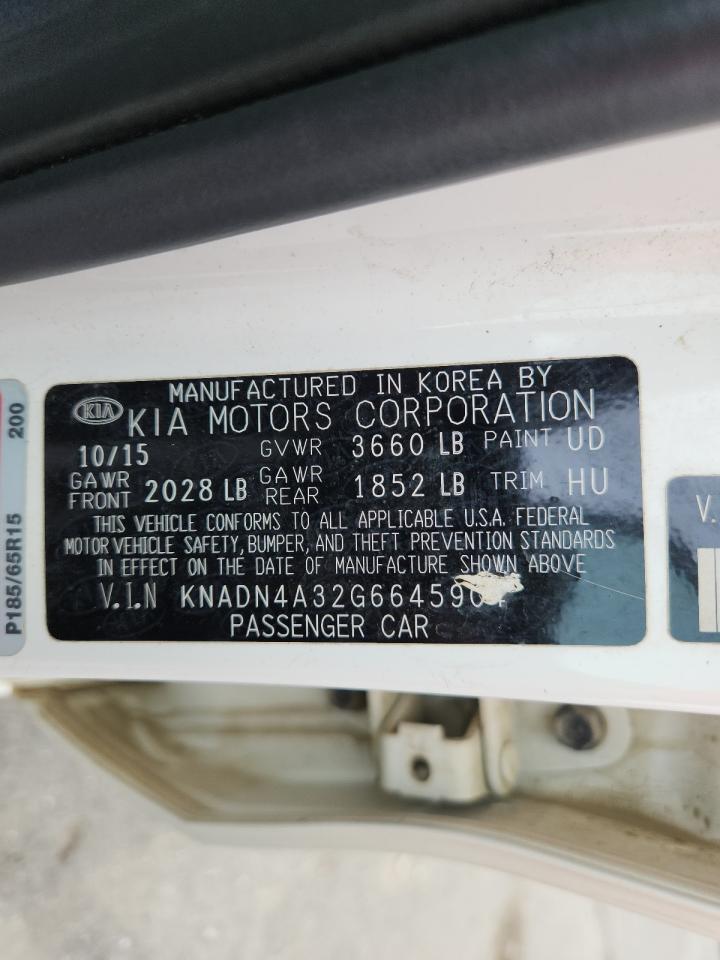 2016 Kia Rio Ex VIN: KNADN4A32G6645904 Lot: 64458835