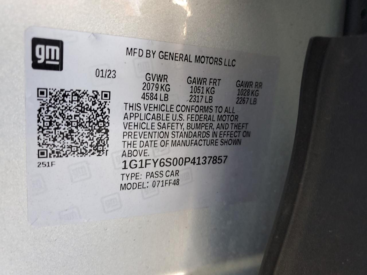 2023 Chevrolet Bolt Euv Lt VIN: 1G1FY6S00P4137857 Lot: 63988335