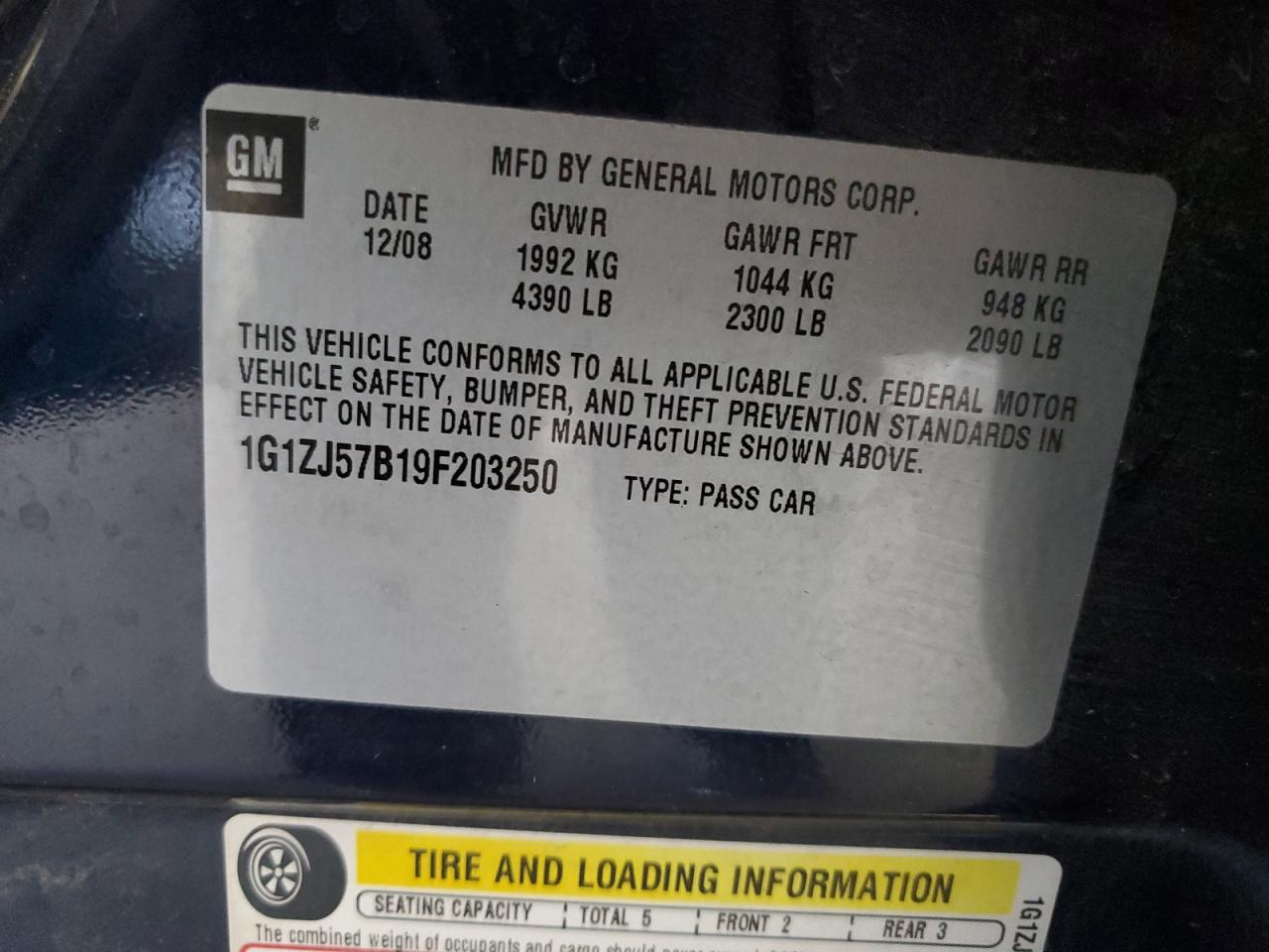 2009 Chevrolet Malibu 2Lt VIN: 1G1ZJ57B19F203250 Lot: 65771355