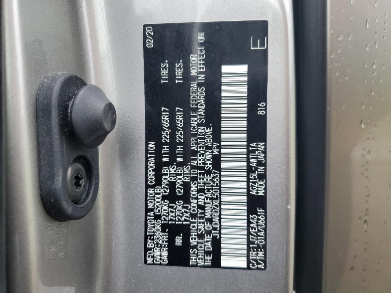 2020 Lexus Nx 300 VIN: JTJDARDZXL5015637 Lot: 64576755