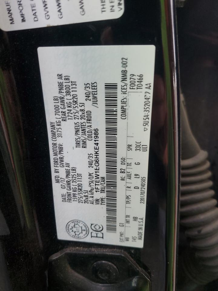 2017 Ford F150 Supercrew VIN: 1FTEW1EG6HKE41986 Lot: 64935345