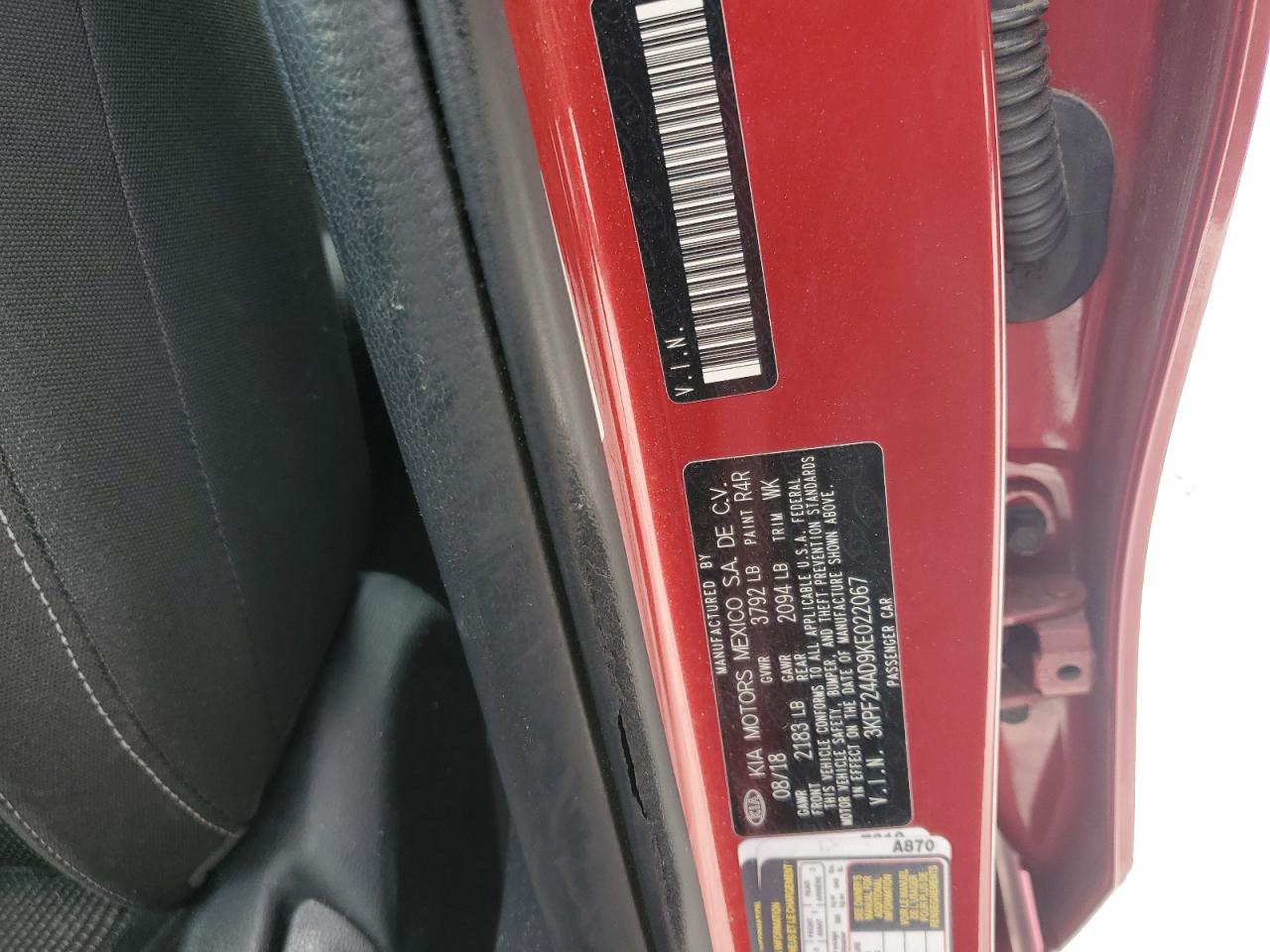 2019 Kia Forte Fe VIN: 3KPF24AD9KE022067 Lot: 64640305