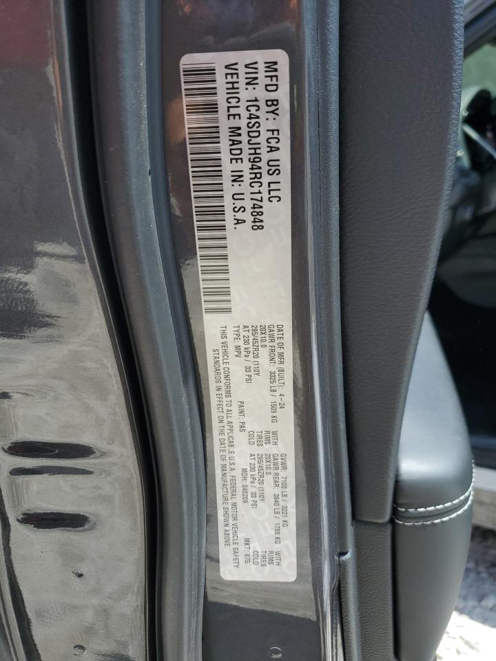 2024 Dodge Durango Srt Hellcat VIN: 1C4SDJH94RC174848 Lot: 64764955