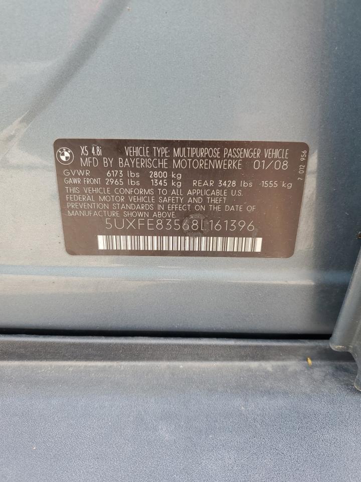2008 BMW X5 4.8I VIN: 5UXFE83568L161396 Lot: 62984845
