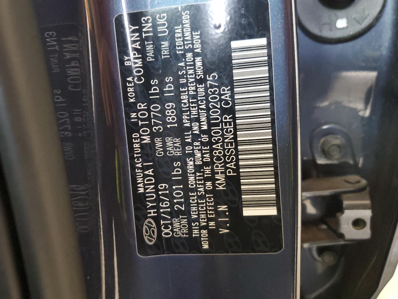 2020 Hyundai Venue Sel VIN: KMHRC8A30LU020375 Lot: 63083725