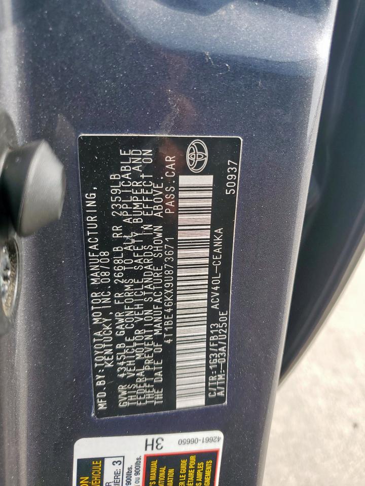 2009 Toyota Camry Base VIN: 4T1BE46KX9U873671 Lot: 65393585