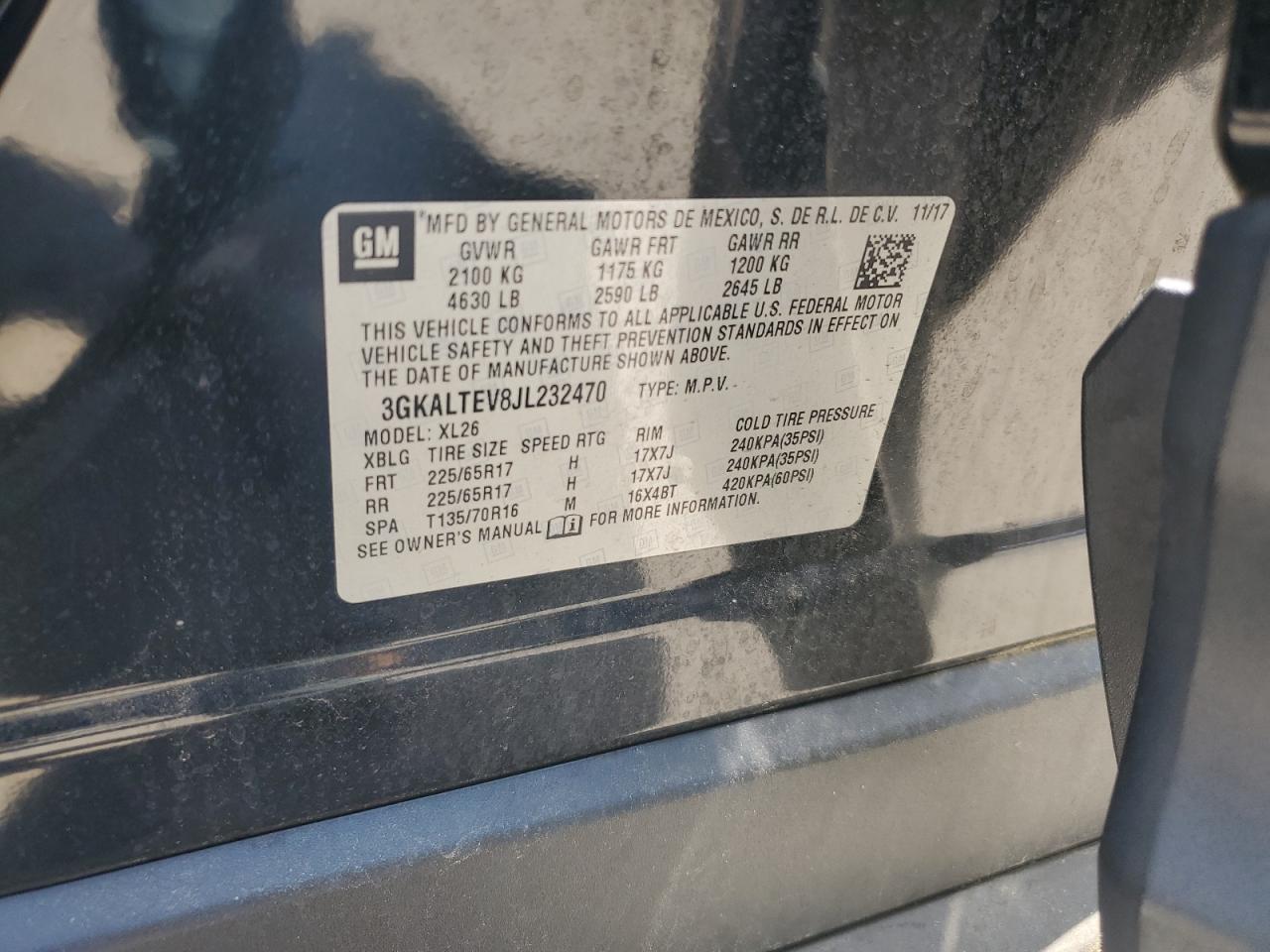 2018 GMC Terrain Sle VIN: 3GKALTEV8JL232470 Lot: 62678065