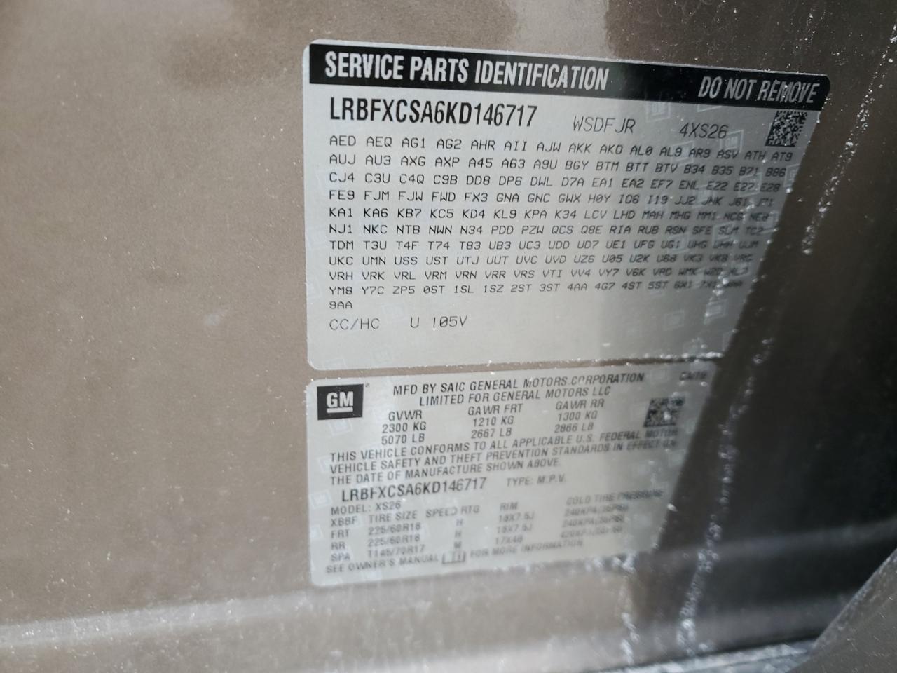 2019 Buick Envision Essence VIN: LRBFXCSA6KD146717 Lot: 63078155
