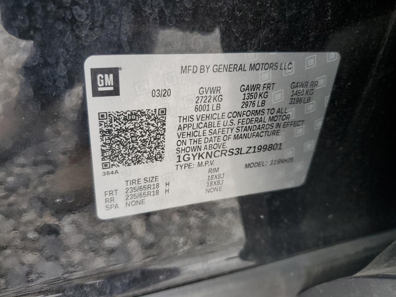 2020 Cadillac Xt5 Premium Luxury VIN: 1GYKNCRS3LZ199801 Lot: 66439085