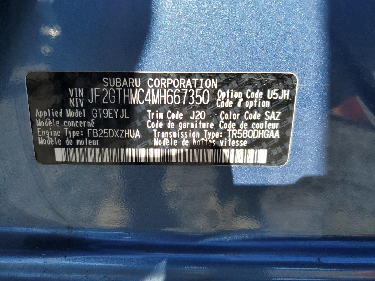 2021 Subaru Crosstrek Limited VIN: JF2GTHMC4MH667350 Lot: 63128605