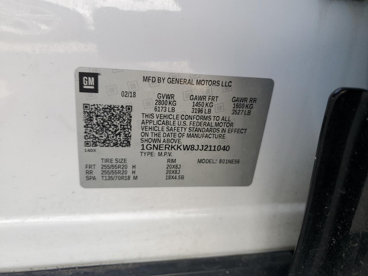 2018 Chevrolet Traverse Premier VIN: 1GNERKKW8JJ211040 Lot: 66314655
