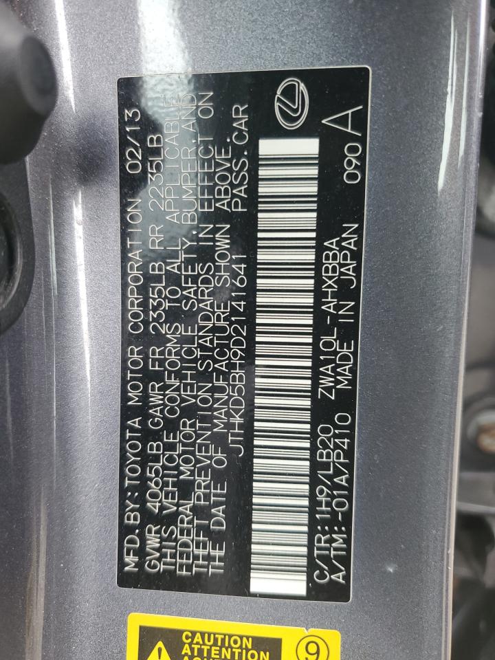 2013 Lexus Ct 200 VIN: JTHKD5BH9D2141641 Lot: 63667905