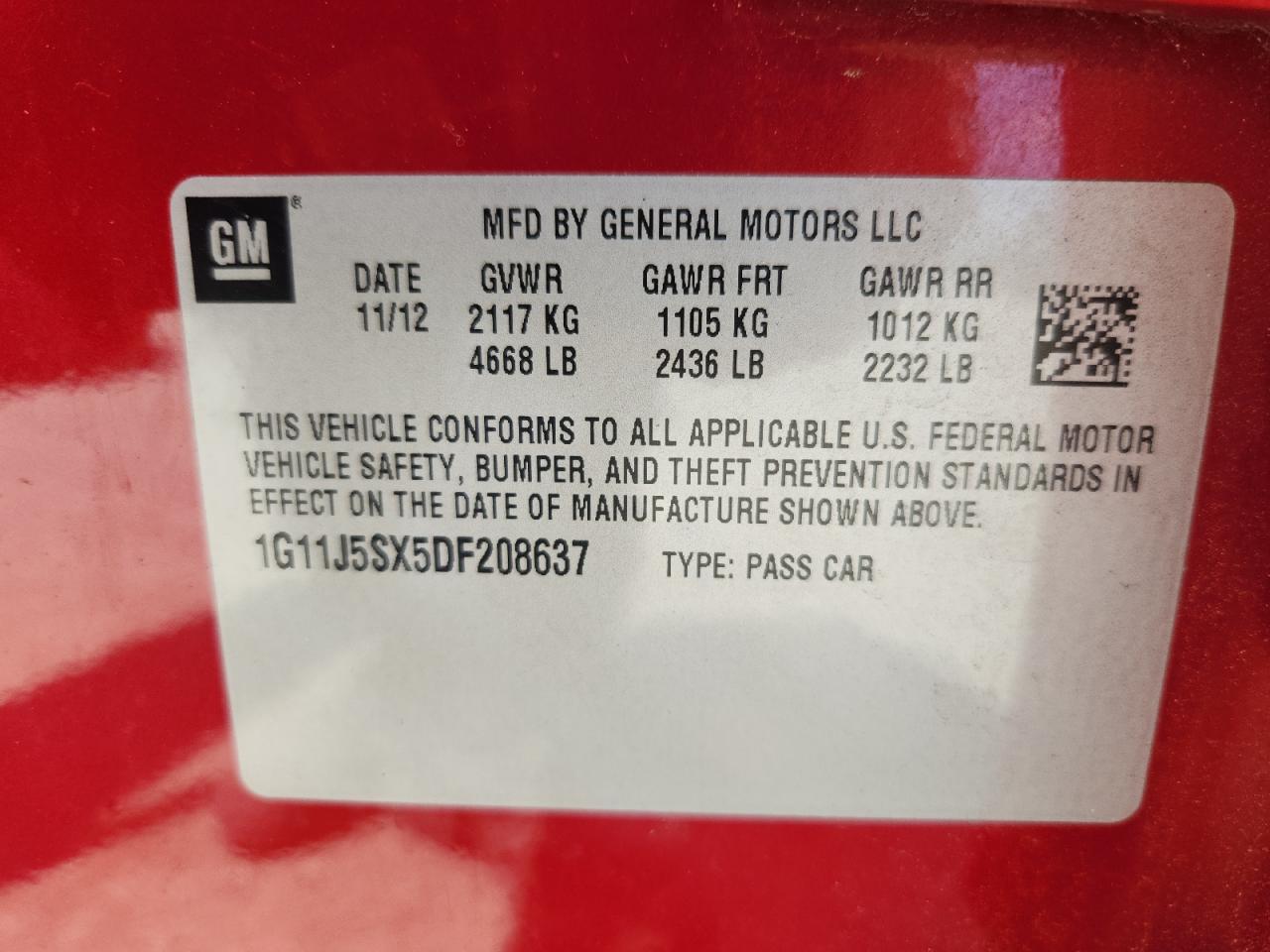 2013 Chevrolet Malibu Ltz VIN: 1G11J5SX5DF208637 Lot: 63599595