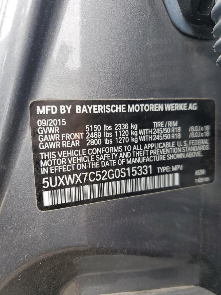 2016 BMW X3 xDrive35I VIN: 5UXWX7C52G0S15331 Lot: 63870215