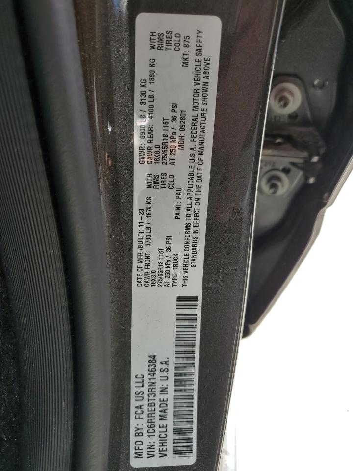 2024 Ram 1500 Big Horn/Lone Star VIN: 1C6RREBT3RN146384 Lot: 64986375