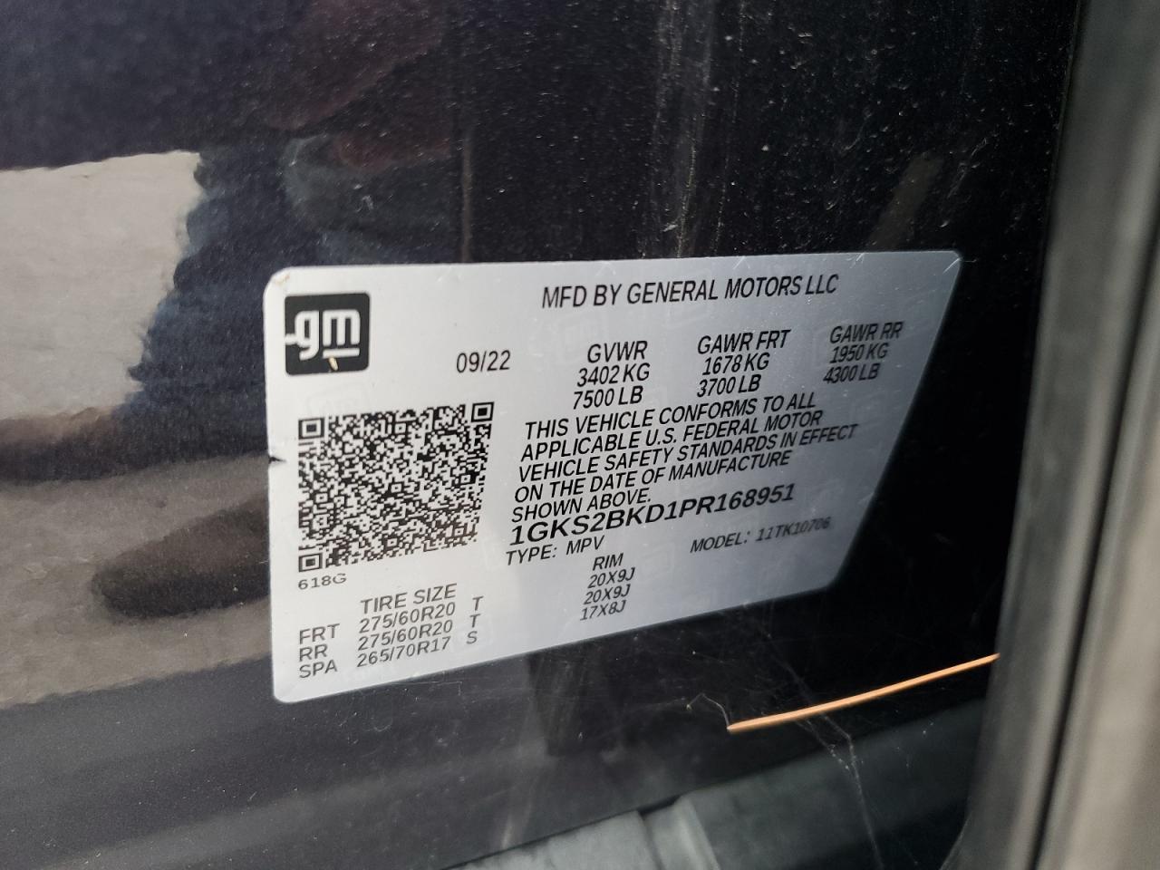 2023 GMC Yukon Slt VIN: 1GKS2BKD1PR168951 Lot: 65588375