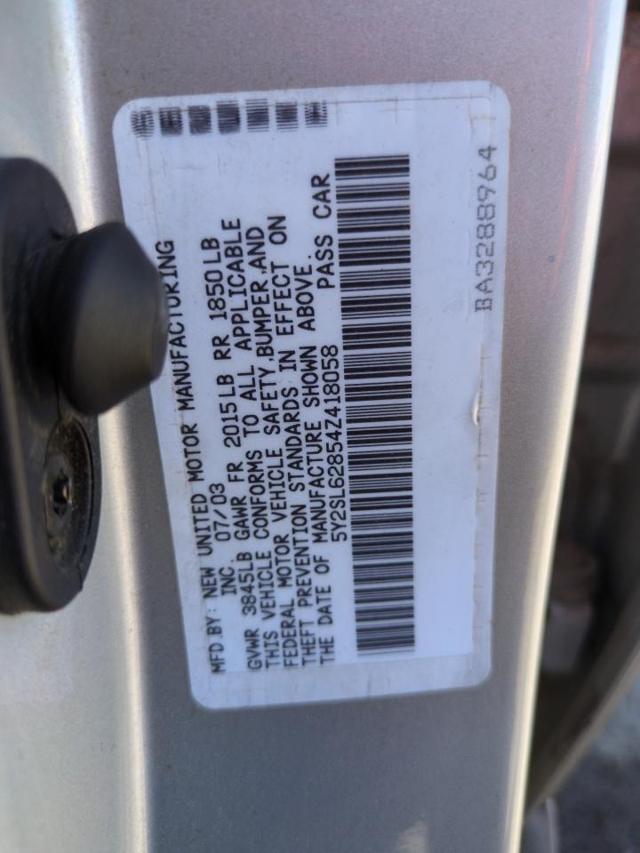 2004 Pontiac Vibe VIN: 5Y2SL62854Z418058 Lot: 62683835