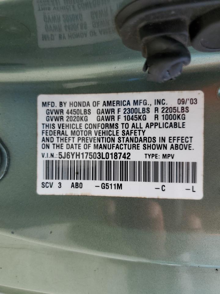 2003 Honda Element Ex VIN: 5J6YH17503L018742 Lot: 63024345