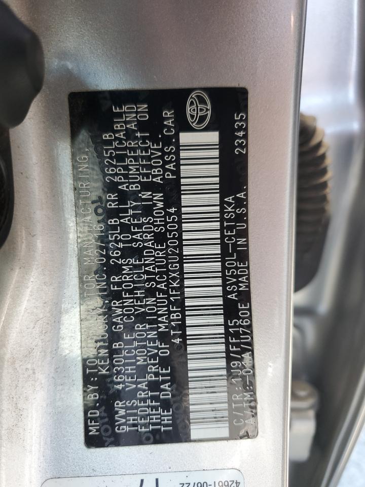 2016 Toyota Camry Le VIN: 4T1BF1FKXGU205054 Lot: 65070455