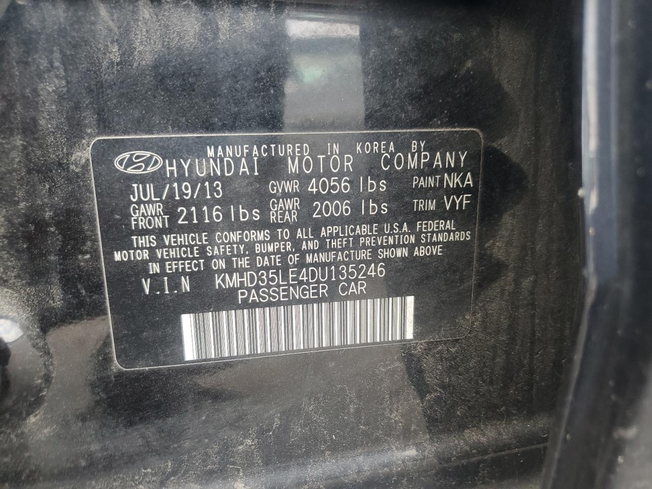 2013 Hyundai Elantra Gt VIN: KMHD35LE4DU135246 Lot: 63635485