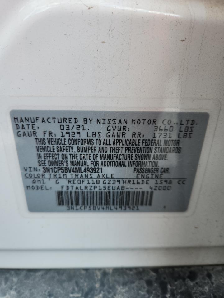 2021 Nissan Kicks S VIN: 3N1CP5BV4ML493921 Lot: 64371035