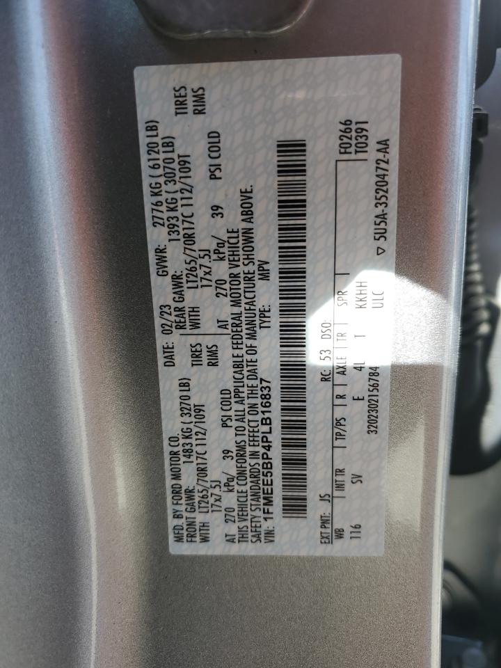 2023 Ford Bronco Base VIN: 1FMEE5BP4PLB16837 Lot: 65153025
