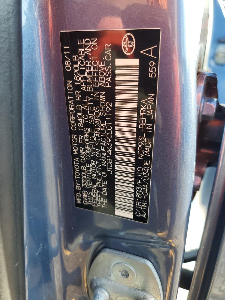 2012 Toyota Yaris VIN: JTDBT4K39CL011192 Lot: 64759275