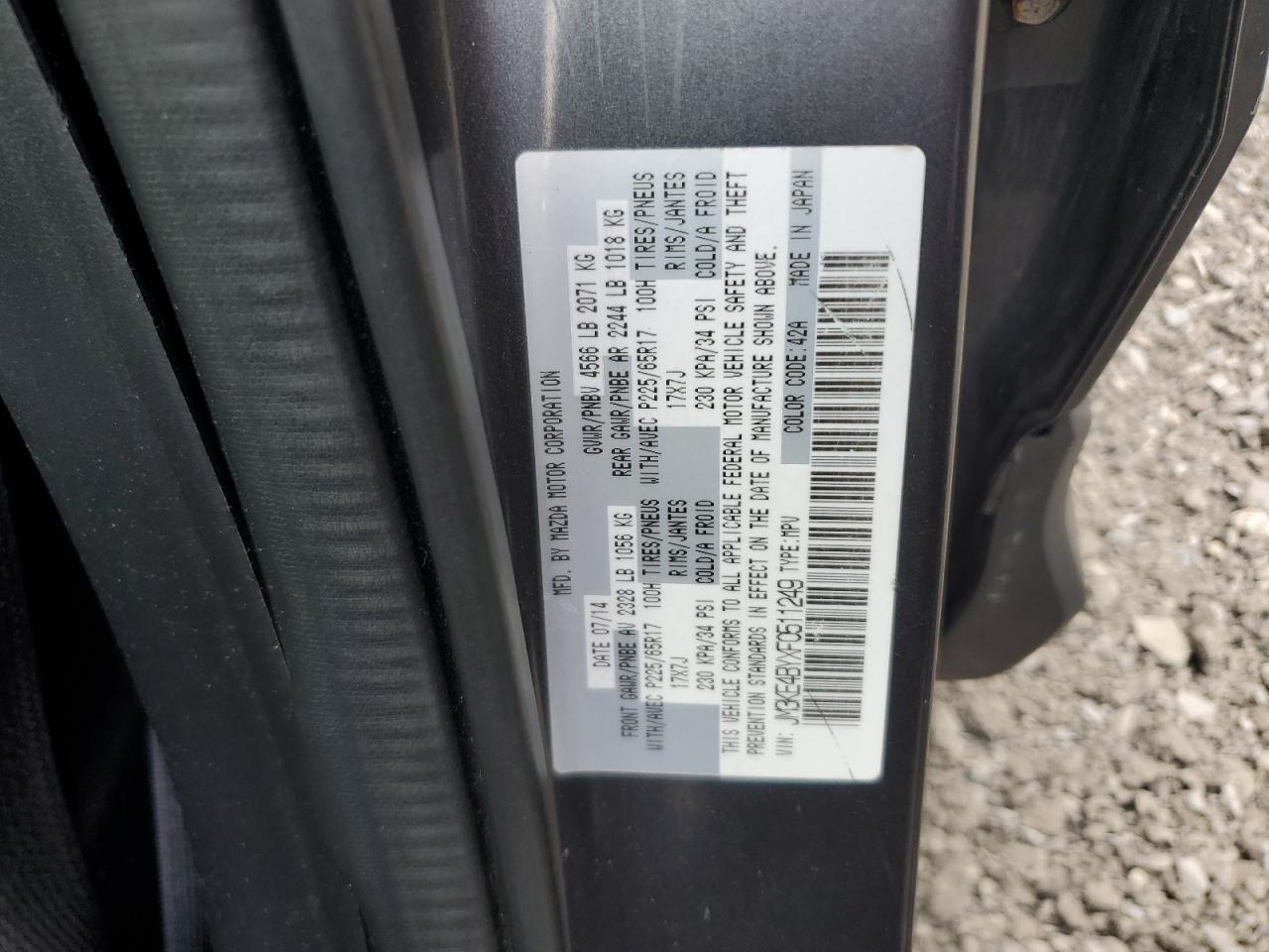 2015 Mazda Cx-5 Sport VIN: JM3KE4BYXF0511249 Lot: 63310695