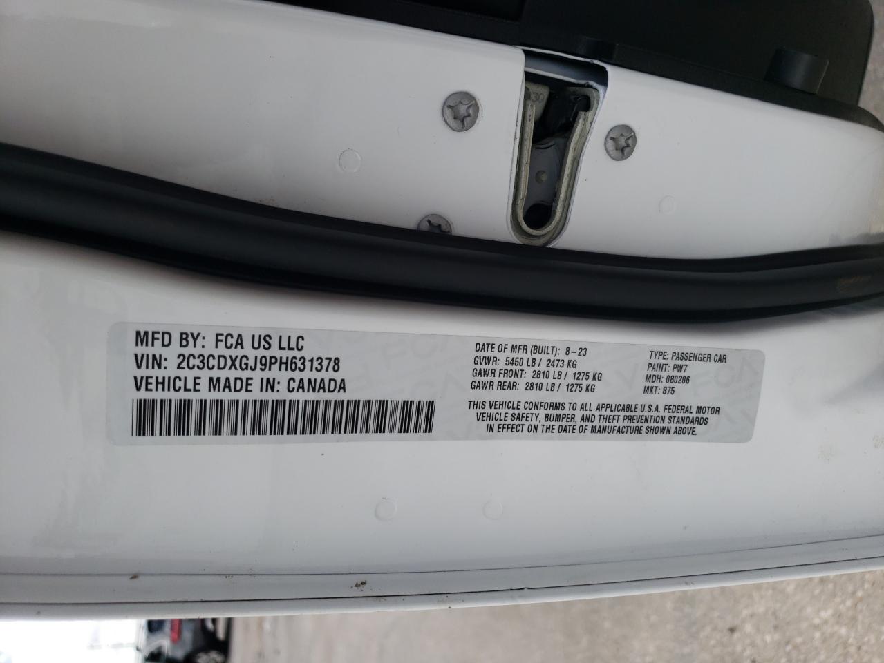 2023 Dodge Charger Scat Pack VIN: 2C3CDXGJ9PH631378 Lot: 64281955