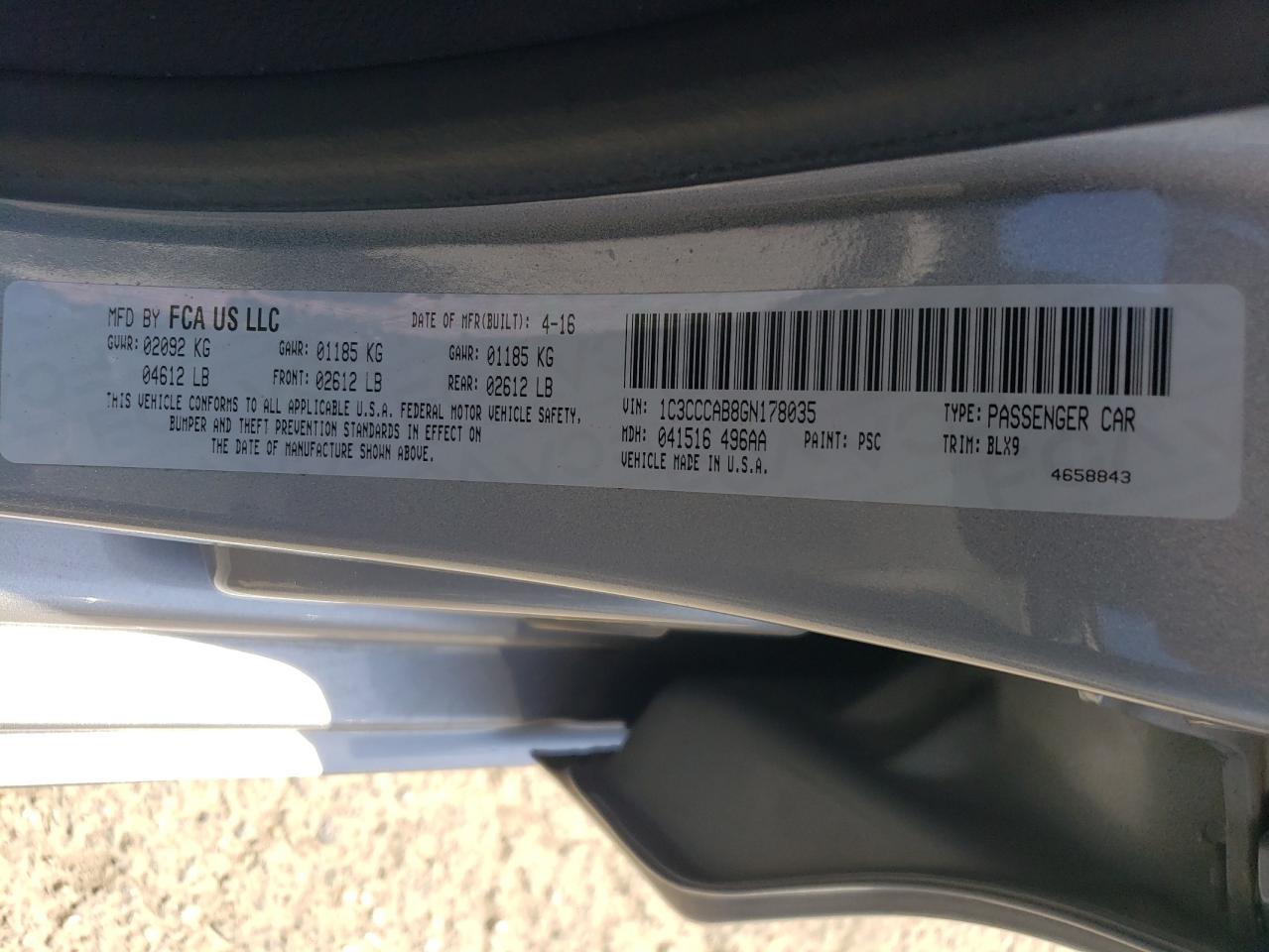 2016 Chrysler 200 Limited VIN: 1C3CCCAB8GN178035 Lot: 64671725
