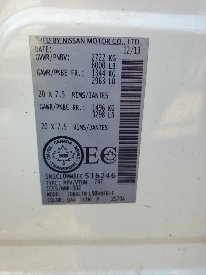 2014 Infiniti Qx60 Hybrid VIN: 5N1CL0MM8EC518246 Lot: 64474985