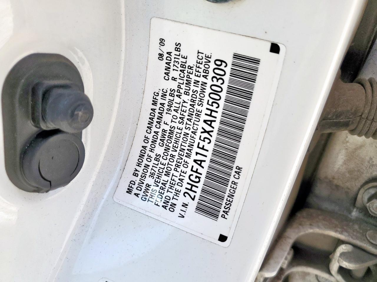2010 Honda Civic Lx VIN: 2HGFA1F5XAH500309 Lot: 65058675